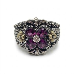 Bixby Sterling Ring W/ 18k Yg Accents W/ Tanzanite & White Topaz - w/Box